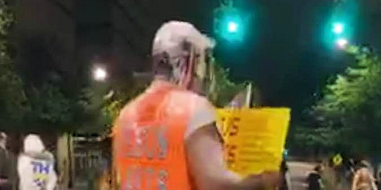BLM Protesters Throw Flour, Silly String & Glitter at Man Saying ‘Jesus Saves’