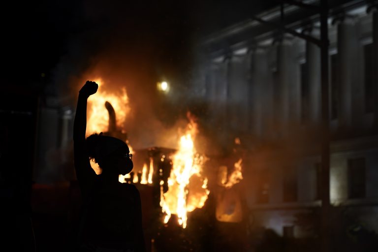 Rioters Burn Buildings, Attack Police, After Shooting in Kenosha, Wisc.