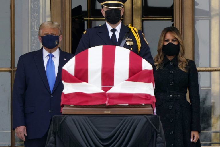 Classless Leftists Jeer as Trump Pays Respects at Court to Ginsburg
