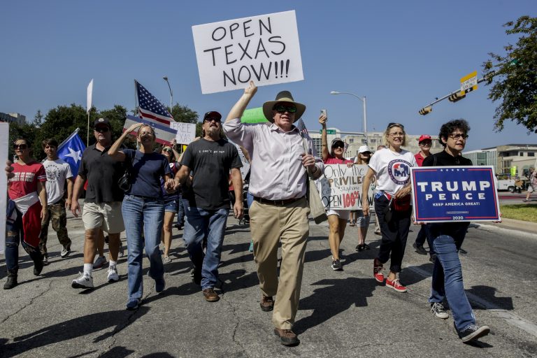 Conservatives Protest Texas Gov. Abbott’s Lockdowns and Mask Mandate