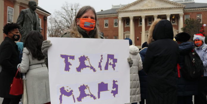 'Fair Maps' protestor
