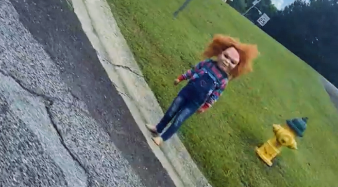 A child dressed as Jen Psaki