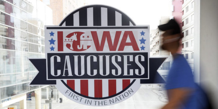 sign for the Iowa Caucuses