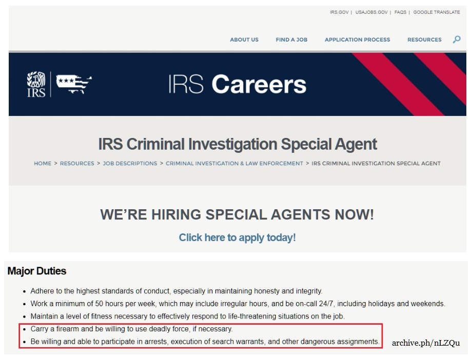 IRS Career post