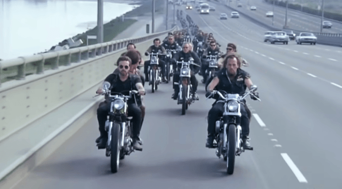 Hell's Angels ride on Harley-Davidson
