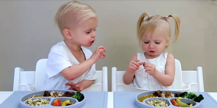 Kids eating veggies