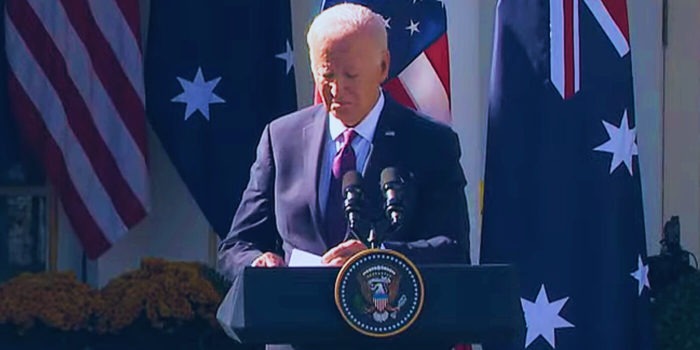 Biden Caught Using Cheat Sheet Again at Press Conference w/ Australia ...