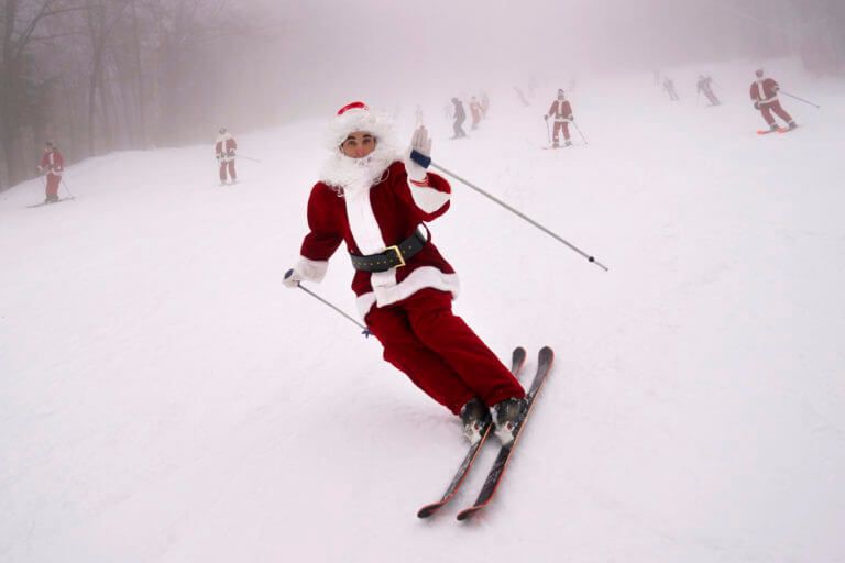 Skiing Santas Hit the Slopes in Maine
