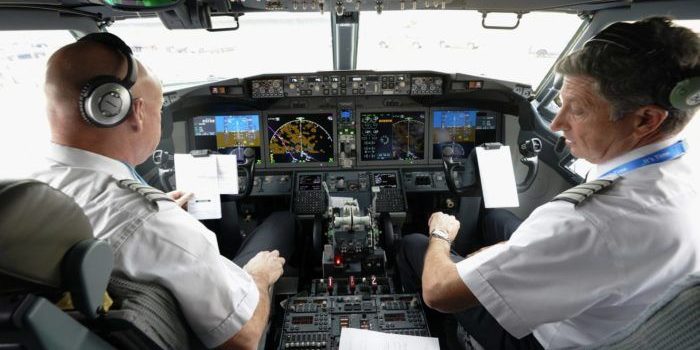 American Airlines pilots in the cockpit