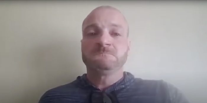 Screenshot of a video in which neo-Nazi Chris Cantwell cried on camera.