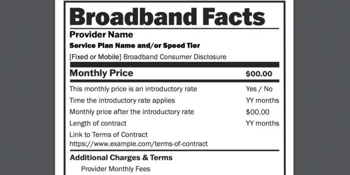 broadband consumer label