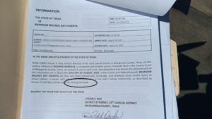 Charging documents show that Brandon Caserta is accused of striking his ex-girlfriend's hand. For that, an armed squad of officers surrounded his car and threatened to shoot him