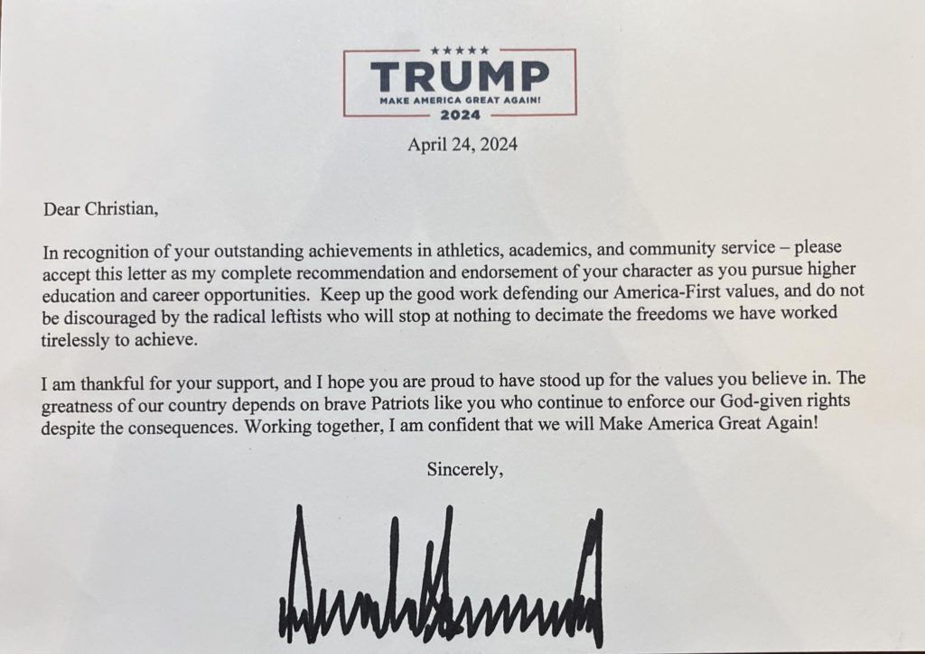 President Trump's letter to Christian McGhee