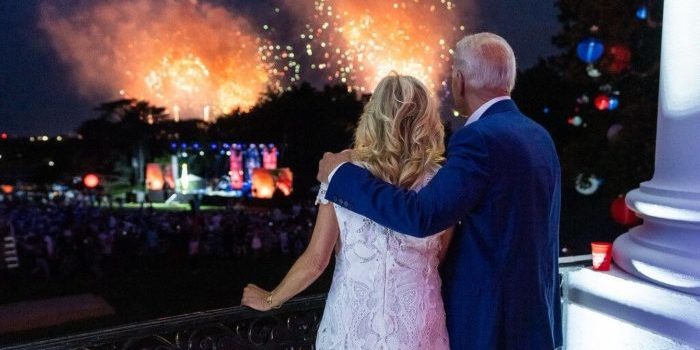Joe and Jill Biden watch fireworks