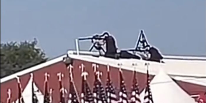 Screenshot of footage of the Secret Service sniper who seemingly allowed Trump's would-be assassin to fire first. PHOTO: Screenshot from shooting footage