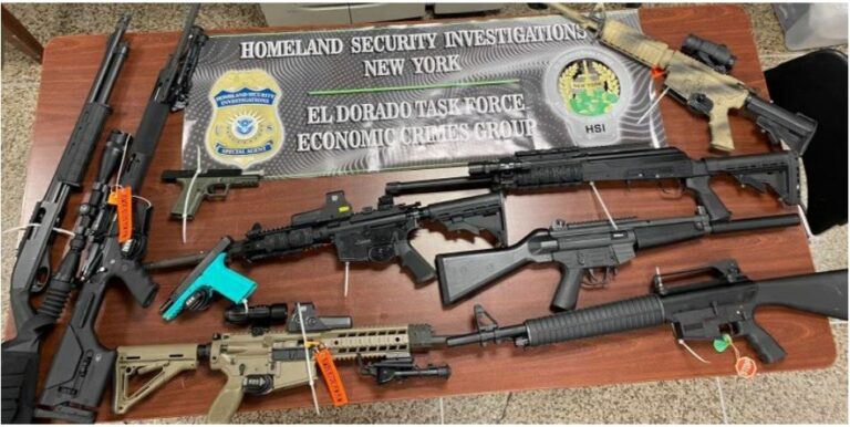 An arsenal of ghost guns recovered from an ex-FBI agent. PHOTO: Queens DA