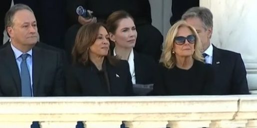 Doug Emhoff, Kamala Harris and Jill Biden at Arlington National Cemetery