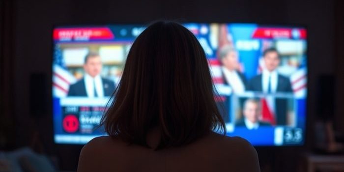 Woman Watching Election Results