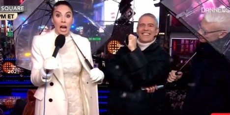 Whitney Cummings with Andy Cohen and Anderson Cooper