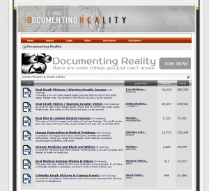 The landing page of Documenting Reality.