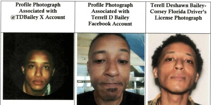 The DOJ says Florida man Terrell Bailey threatened to kill everyone on the 