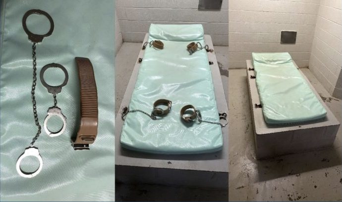 Federal prison inmates are chained to beds like these -- sometimes until they're severely injured, according to a DOJ-OIG report. PHOTO: DOJ