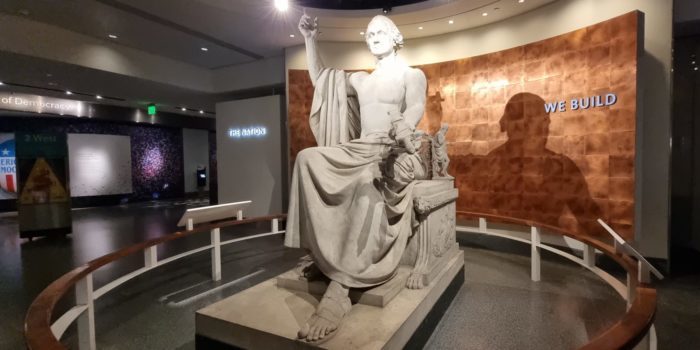 Horace Greenough's George Washington sculpture in the Smithsonian Institution's Museum of American History / PHOTO: Ben Sellers