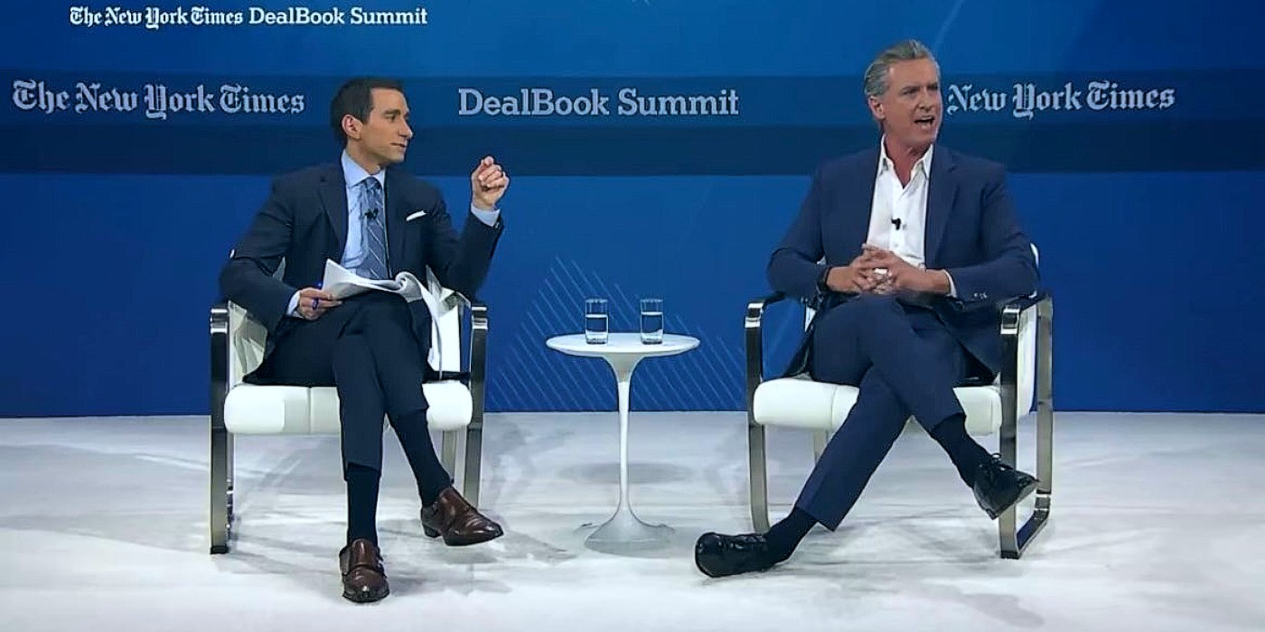 Andrew Ross Sorkin and Gavin Newsom