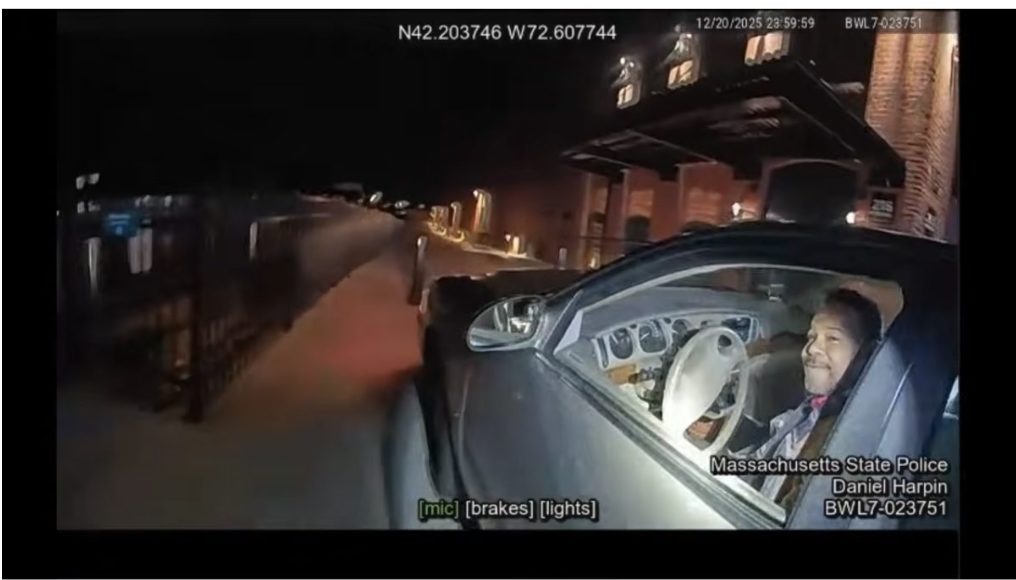 The timestamp is one second before midnight as a Massachusetts State Trooper begins his DUI investigation of City Council Vice President Israel Rivera.